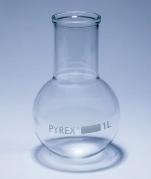 Merck Pyrex Boiling flask, round bottom, wide neck