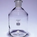 Merck Pyrex Reagent bottles, narrow neck with stopper