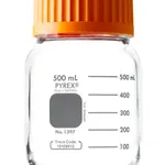 Merck Pyrex round media storage bottles, wide-mouth