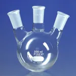 Merck Pyrex round-bottom three neck angle type distilling flask