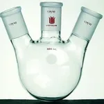 Merck Synthware three neck round bottom flask with angled side necks
