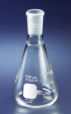 Merck Pyrex wide-mouth Erlenmeyer flask with joint