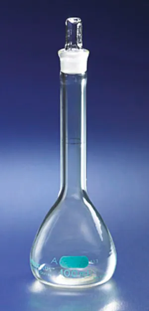 Merck PYREXPLUS volumetric flask, with protective coating, Pyrex stopper