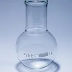 Merck Pyrex Boiling flask, round bottom, wide neck