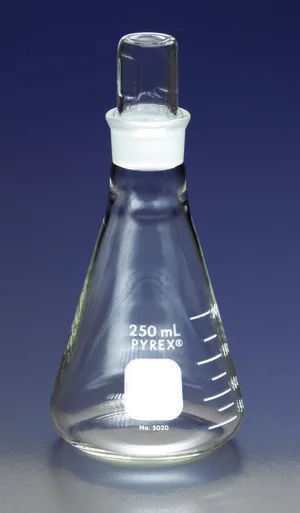 Merck Pyrex narrow-mouth Erlenmeyer flask with ST stopper