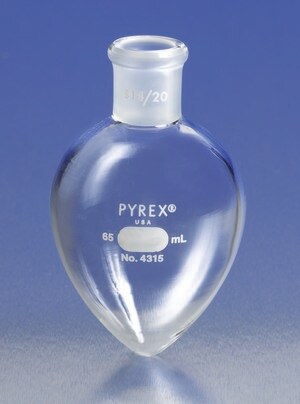 Merck Pyrex pear-shaped flask, with ST 14/20 outer joint