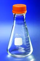 Merck Pyrex wide-mouth graduated Erlenmeyer flask with screw-cap
