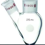Merck Synthware two neck pear shaped flask