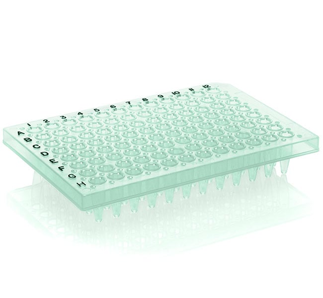Thermo Fisher Scientific PCR Plate, 96-well, semi-skirted, flat deck, black lettering, green