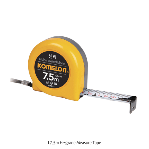 Daihan Science Komelon Premium L7.5m Measure Tape, Nylon Coated Steel Blade<br>With Metal Belt