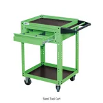 Daihan Science Steel Tool Cart, with 2Drawers·Shelf·Rubber Sheet·Mobile Casters & BrakeFunction