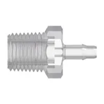 1/8-27 NPT Thread with 7/16` Hex to 400 Series Barb, 1/8` (3.2 mm) ID Tubing