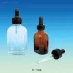 Graduated 30~100㎖ Slim Square Dropping BottleWith PP Screwcap & Rubber Bulb/Pipet