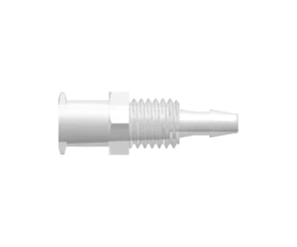 Female Luer Lug Style Panel Mount 1/4-28 UNF to 200 Series Barb, 3/32` (2.4 mm) ID Tubing