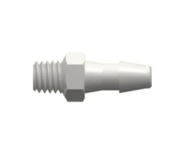 10-32 Special Tapered Thread with 1/4` Hex to 200 Series Barb, 1/8` (3.2 mm) ID Tubing