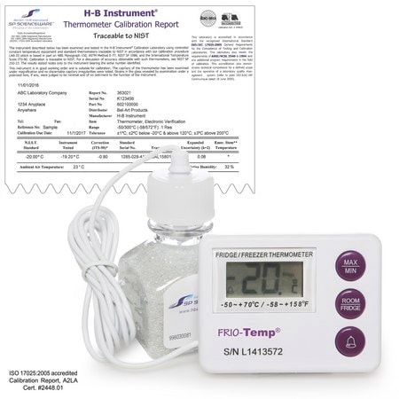Merck SP Bel-Art(R) H-B Frio-Temp(R) Calibrated Dual Zone Electronic Verification Thermometer