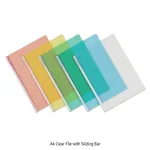 Daihan Science A4 Clear File with Sliding Bar, 5 ColorsIdeal for Hold the documents, 레일클리어 홀더