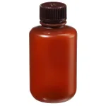 Thermo Fisher Scientific Nalgene Narrow-Mouth Translucent Amber HDPE Packaging Bottles with Closure: Bulk Pack, 125mL