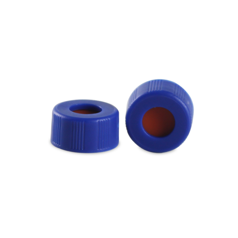 Biosharp 9mm short screw-thread cap blue with white PTFE/ red silicone septa