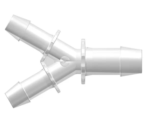 Y Reduction Connector with 600 Series Barbs, (2X) 3/8` (9.5 mm) and 1/2` (12.7 mm) ID Tubing