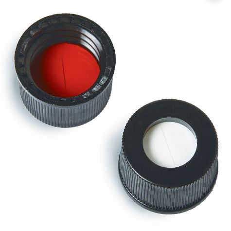 Restek Vial Cap & Septa, 10-425 Black Cap Red PTFE/Silicone Septa, 0.060in w/Slit 1000-pk