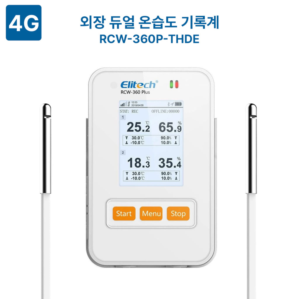 Elitech Elitech RCW-360P-THDE 무선 4G통신 온습도기록계 (2채널 외장온습도센서)