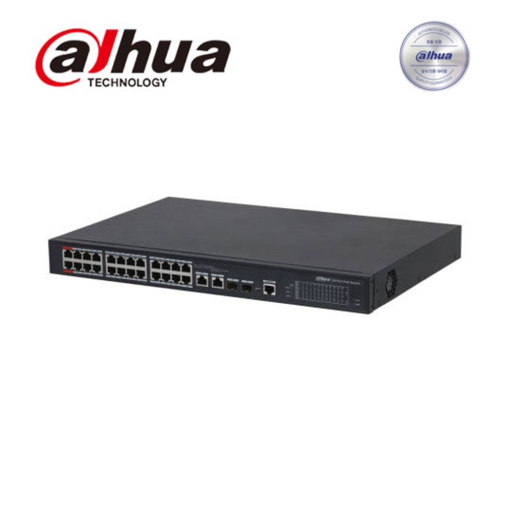 Dahua Technology 다후아 24포트 POE HUB PFS4226-24ET-240 24-port 100 Mbps + 2-port Gigabit Managed PoE