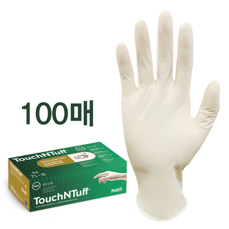 Ansell 터치앤터프 69-318 (라텍스,10인치,'M' 기준 6.5g)