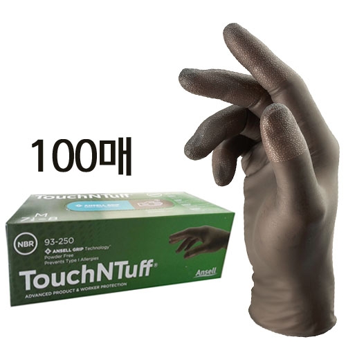 Ansell 터치앤터프 93-250(10인치) [니트릴재질,7.0g,손끝 미끌림방지처리]