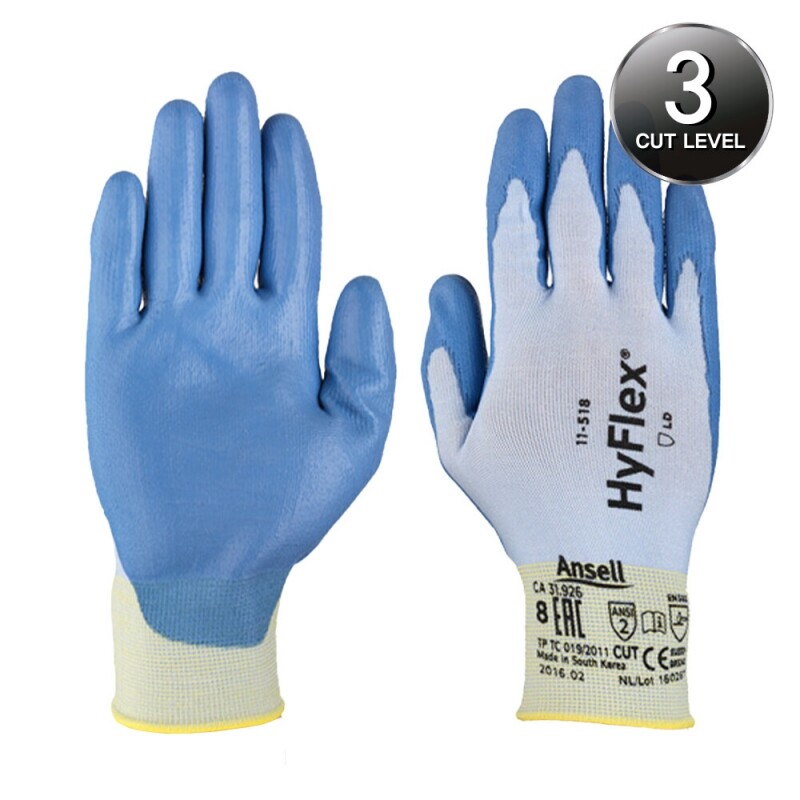 Ansell 하이플렉스그립11-518 [컷3,18게이지 다이니마사+PU코팅]