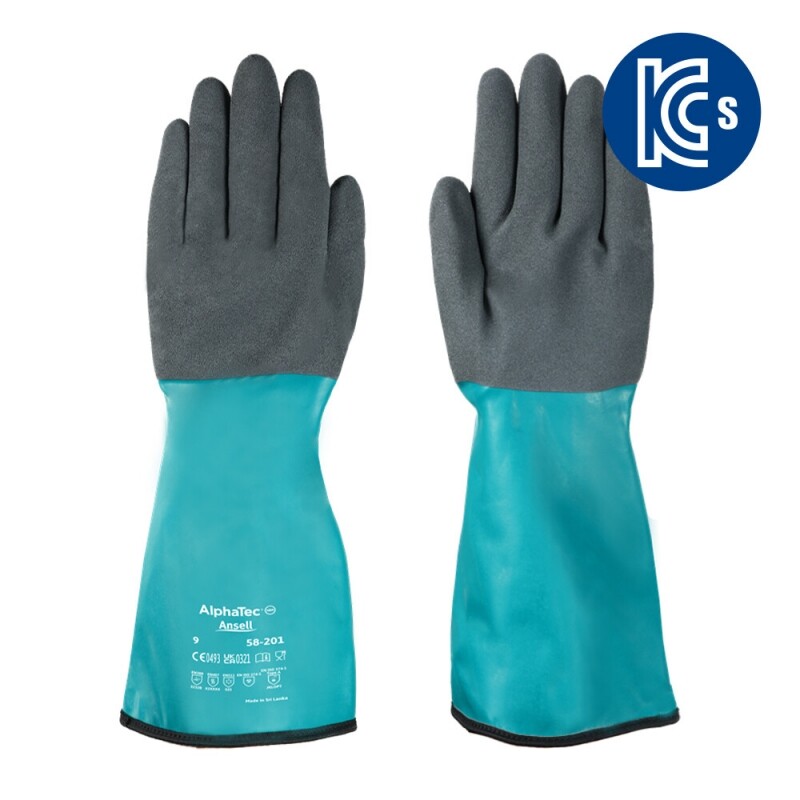 Ansell 알파텍 58-201 [니트릴,내화학/내유장갑, 정전기방지, 최저 -40°C, 최고 250°C, KCs인증]