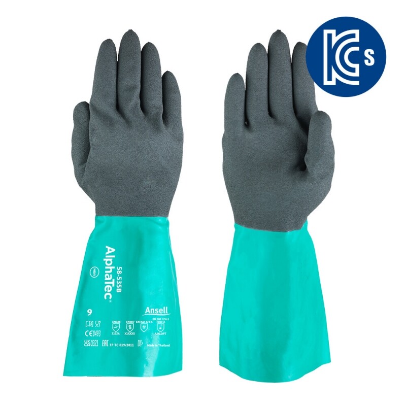 Ansell 알파텍 58-530B [니트릴,내화학/내유장갑, 정전기방지, 30cm, KCs인증]