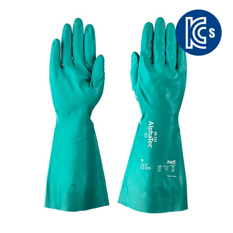 Ansell 알파텍 58-335 (니트릴 풀코팅+습도조절기능 안감, 38cm, KCs인증)