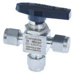 Restek Swagelok Valve, 3-Way SS Ball, 0.35 Cv, 1/4in Tube Fitting