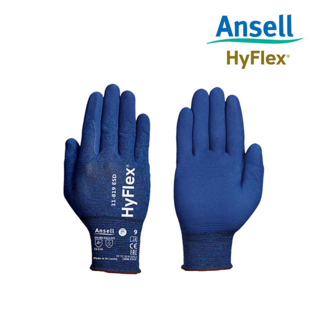 Ansell Ansell 하이플렉스 11-819 ESD 정전기 방지 보호장갑 ATEX지침 방폭기기 작업시 터치스크린 가능