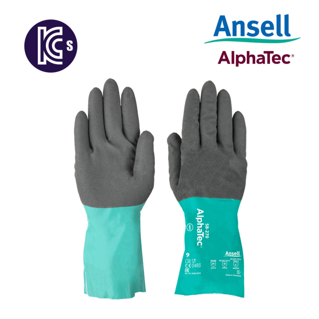 Ansell Ansell 알파텍 58-270 니트릴코팅 내화학장갑 세척 기름