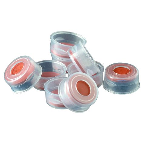 Restek Snap Top Vial Cap, 11mm Clear Polypropylene PTFE/Butyl Rubber Septum, Pack of 1000