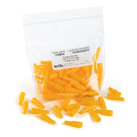 Restek Syringe Filter, 4mm, 0.45um PTFE Orange Luer Lock 100-pk