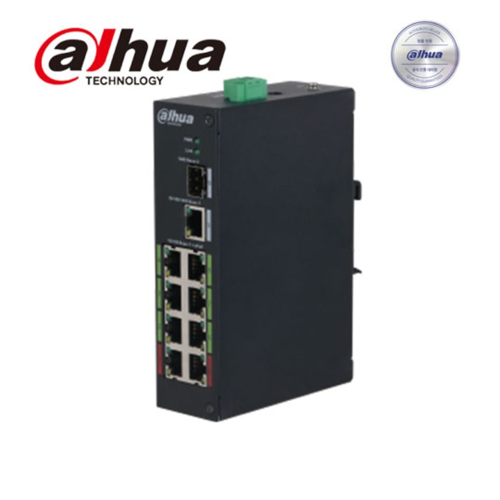 Dahua Technology 다후아 8포트 epoe 허브 8-Port ePoE Switch Hi-PoE 전원 : DC48~57V power adapter 서지보호 전송거리 최대 800m