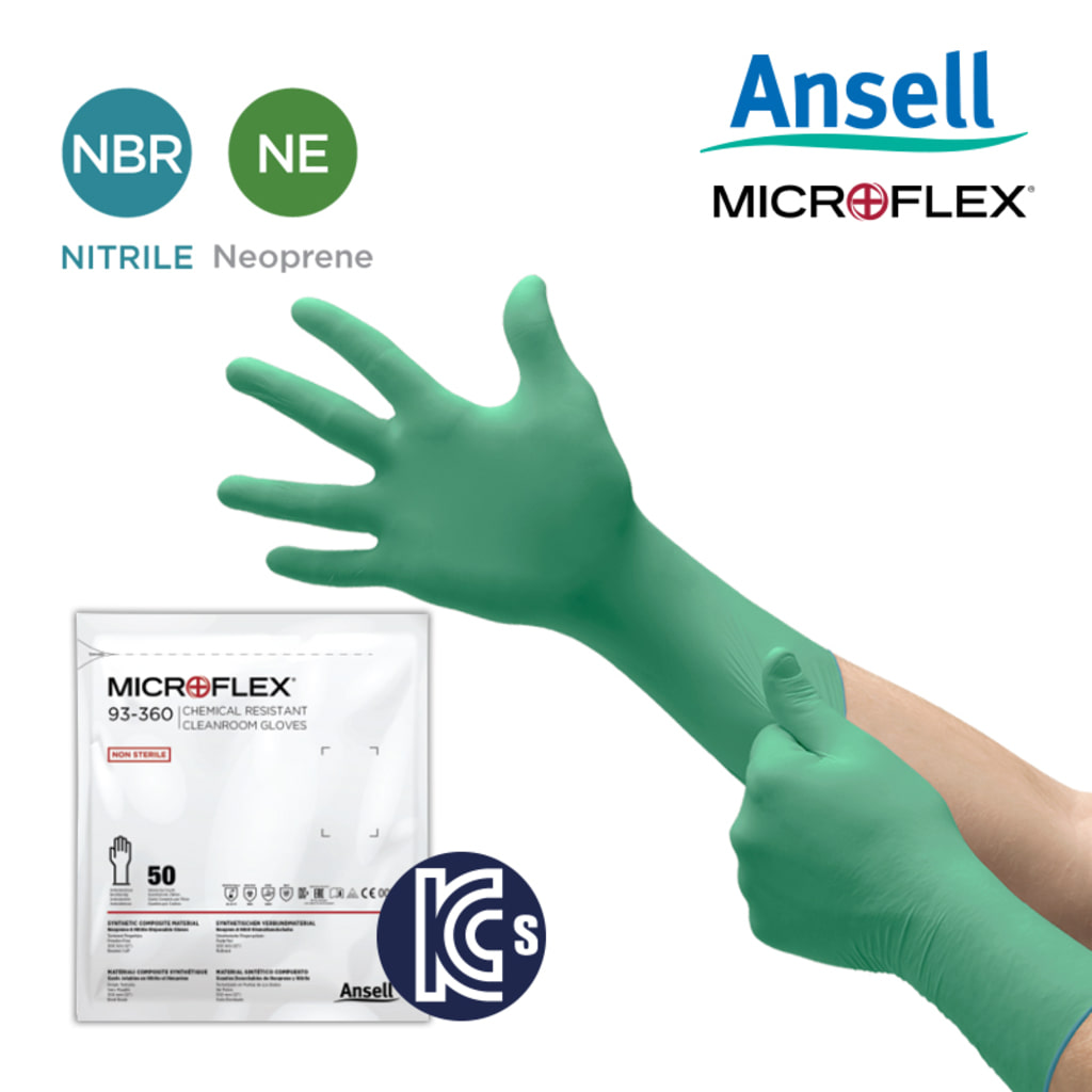 Ansell Ansell MicroFlex 93-360 (1폴리팩 50장) KCs 클린룸 일회용 안전장갑