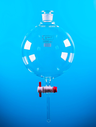 GOEL Large Capacity Funnels, Separating, Glove Shape, with Stopcock with Hollow Interchangeable Stopper