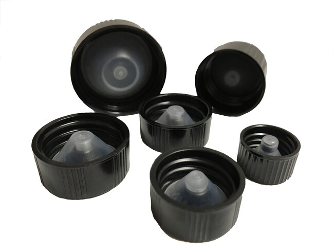 Thermo Fisher Scientific Black Ribbed Phenolic Cap with PE Cone Liner