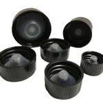 Thermo Fisher Scientific Black Ribbed Phenolic Cap with PE Cone Liner