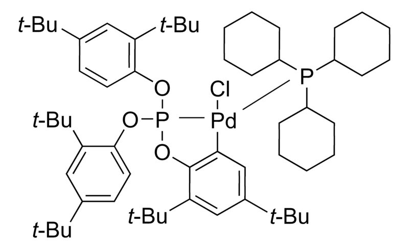 Merck Chloro(eta2-P,C-tris(2,4-di-tert-butylphenyl)phosphite)(tricyclohexylphosphine)palladium(II)