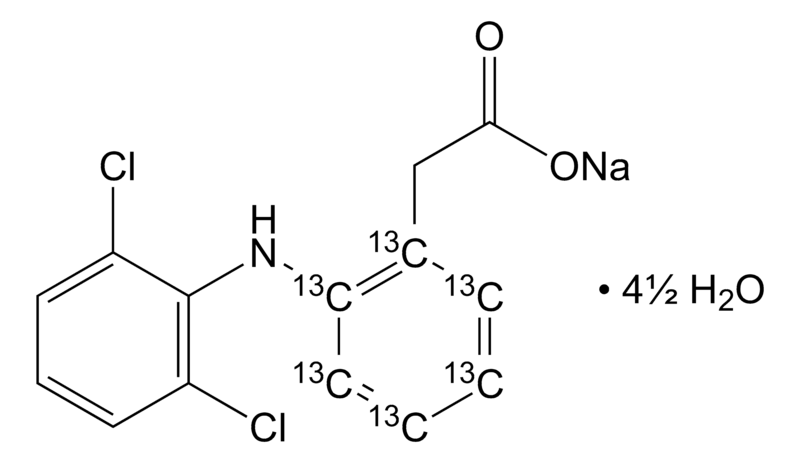 Merck Diclofenac-(acetophenyl ring-13C6) sodium salt hemi(nonahydrate)