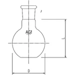 AS ONE Short Neck Flat-Bottom Flask 500mL, 단수 평저 플라스크 500mL