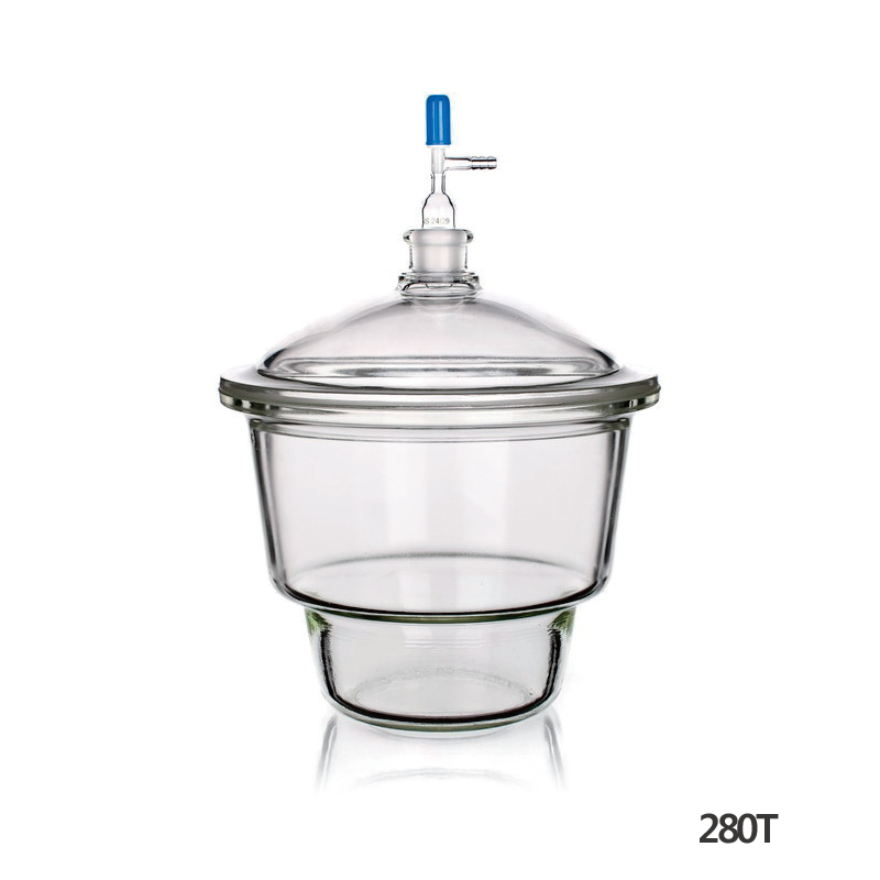 Glass Vacuum Desiccator with PTFE Valve 유리 진공 데시케이터, 상부 밸브