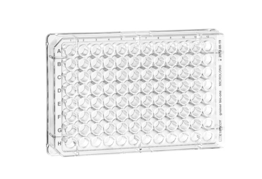 Greiner Bio One MICROPLATE, 96 WELL, PS, F-BOTTOM(CHIMNEY WELL), CLEAR, MICROLON, MED. BINDING, 10 PCS./BAG