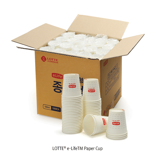 Daihan Science LOTTE e·LifeTM Paper Cup, Non-Fluorescent Pulp, Thick & Sturdy, 184㎖(6.5oz)<br>