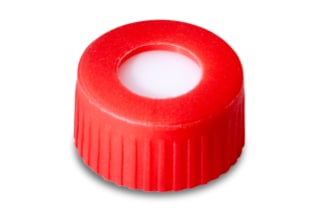 Waters Red, 12 x 32 mm Screw Neck Cap and Preslit PTFE/Silicone Septum, 100/pk
